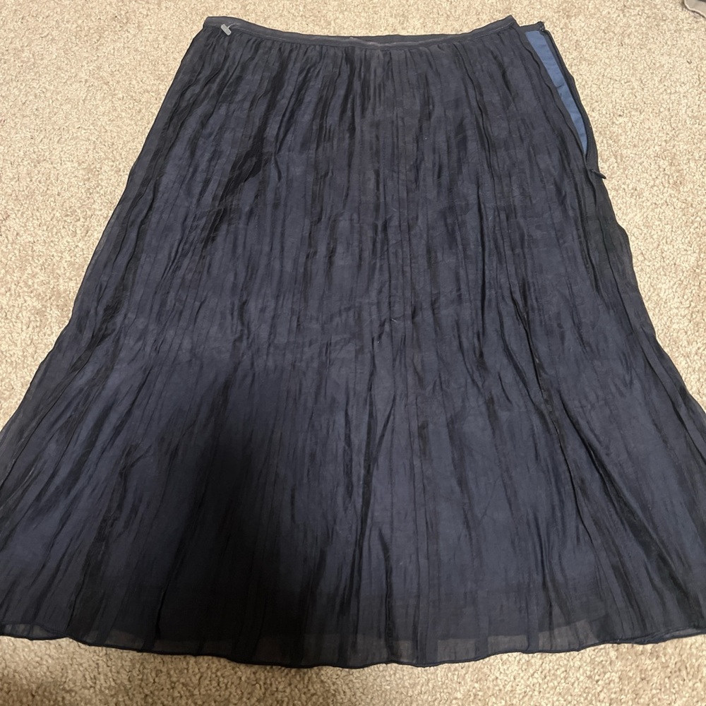 NIC+ZOE navy blue A-Line Midi Skirt